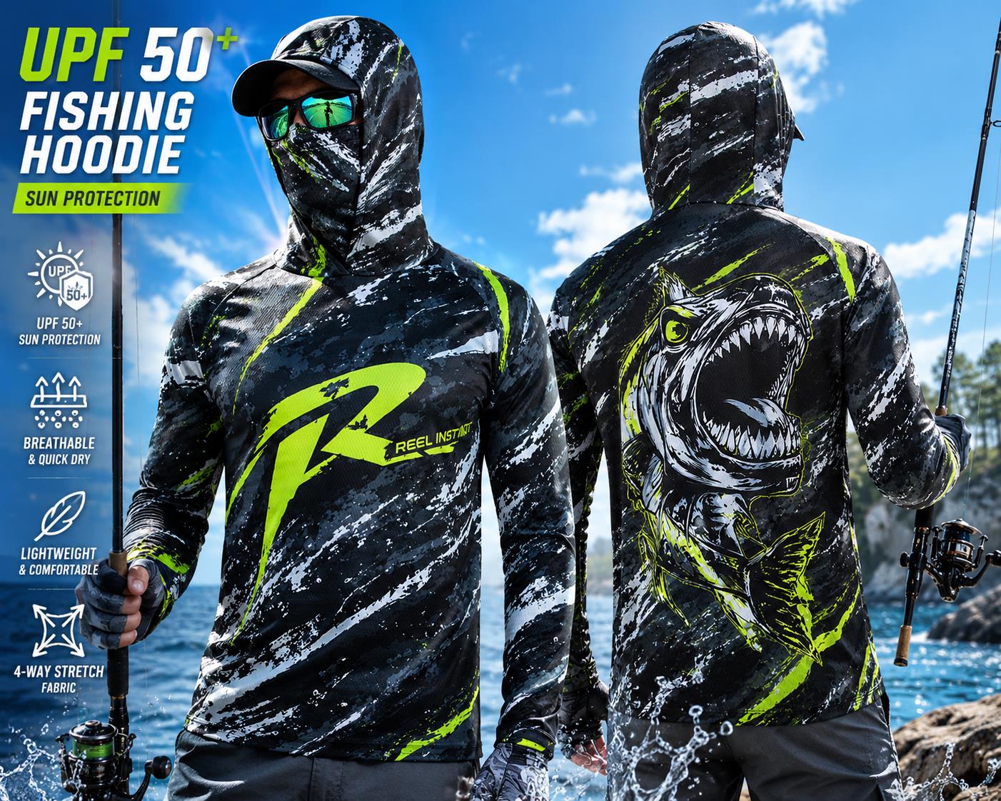 Fishing - Maillot de pêche unisexe à manches